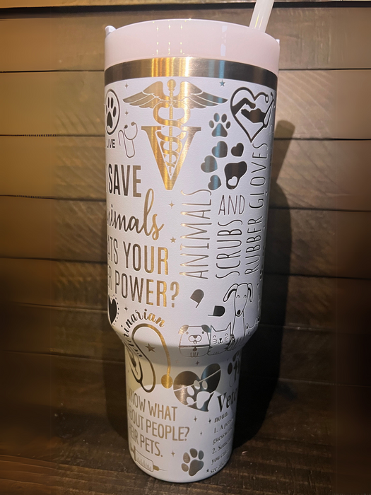 Animal Themed 40oz Insulated Tumbler With Handle