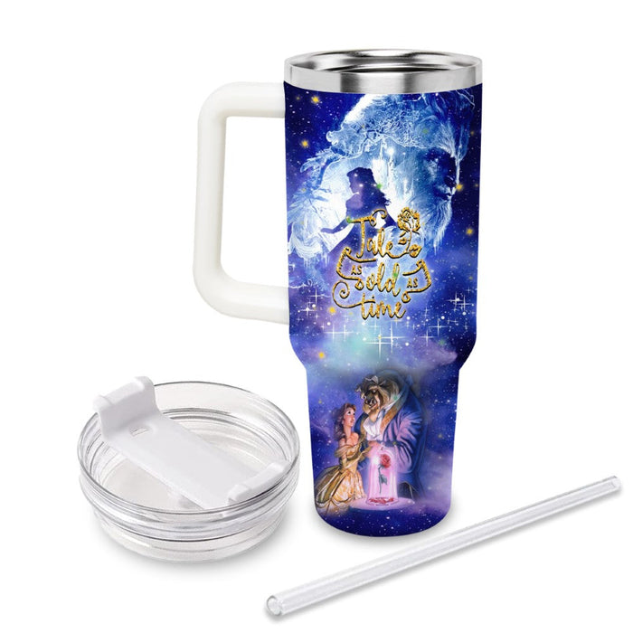 Beauty And The Beast Castle Printed Glitter Tumbler