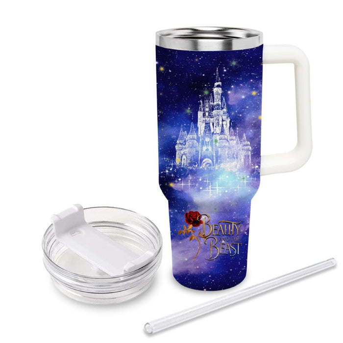 Beauty And The Beast Castle Printed Glitter Tumbler