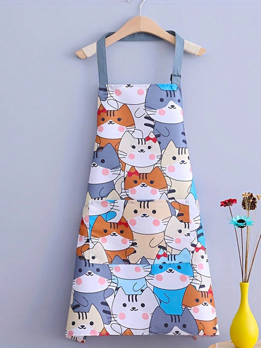 Cartoon Cat Print Apron