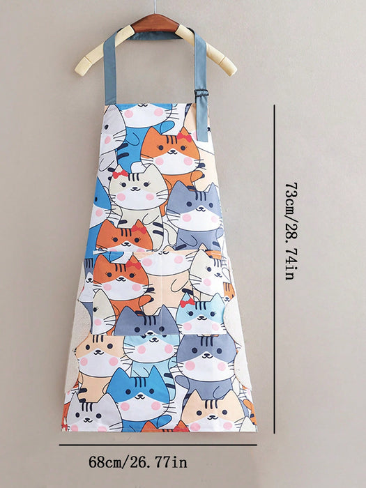 Cartoon Cat Print Apron