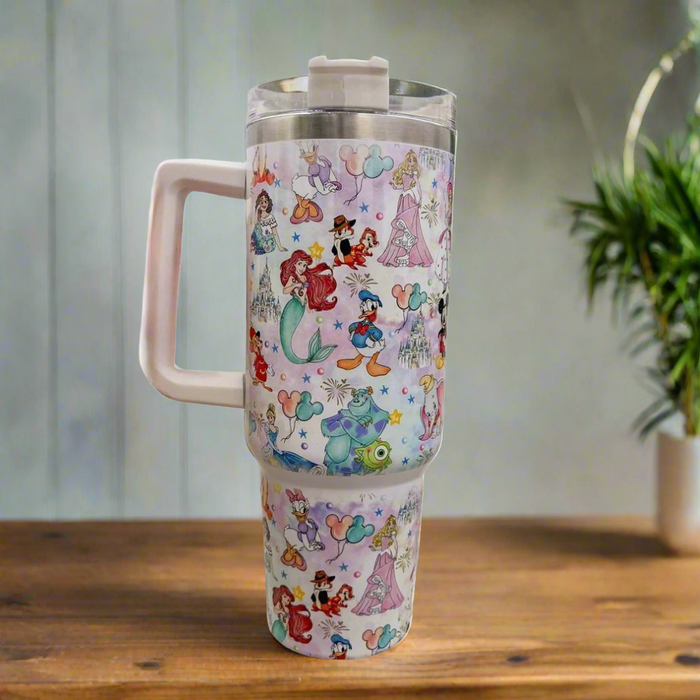 Cartoon Characters Tumbler with Handle