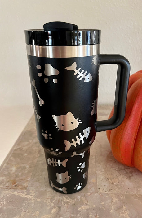 Cat Themed 40oz Stainless Steel Tumbler