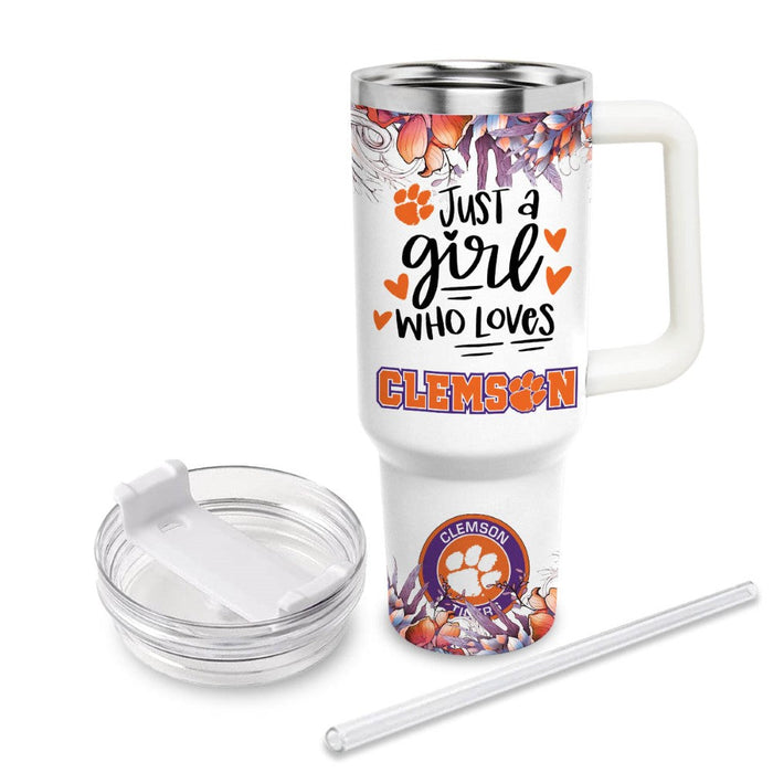 Custom Name Tigers Mascot Floral Design Tumbler