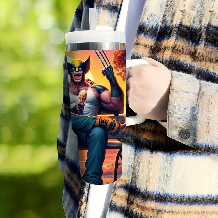 Deadpool And Wolverine Tumbler With Lid And Straw