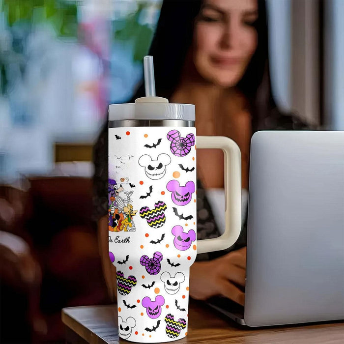 Cartoon Printed Handle And Straw Tumbler