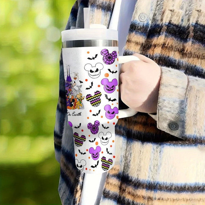 Cartoon Printed Handle And Straw Tumbler