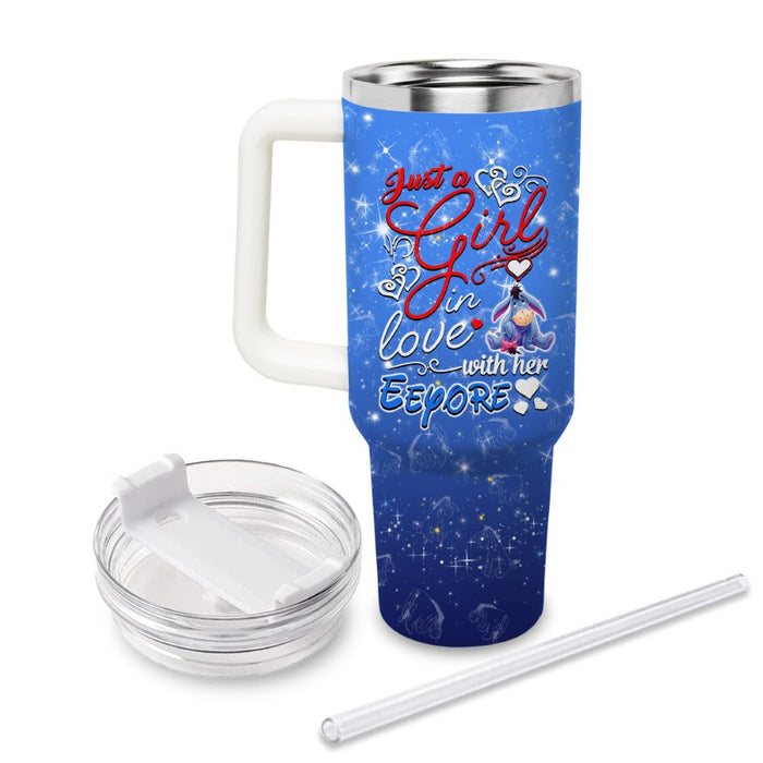 Eeyore Printed Tumbler With Handle And Straw Lid