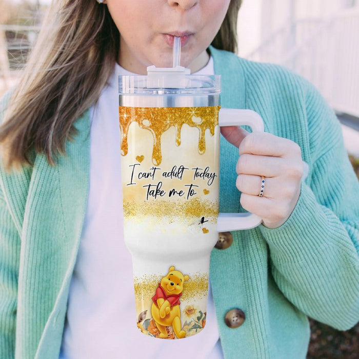 Custom Name Winnie the Pooh Printed Tumbler