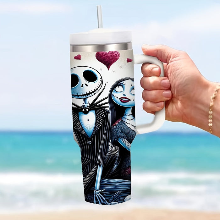 Jack And Sally Insulated Tumbler With Lid And Straw