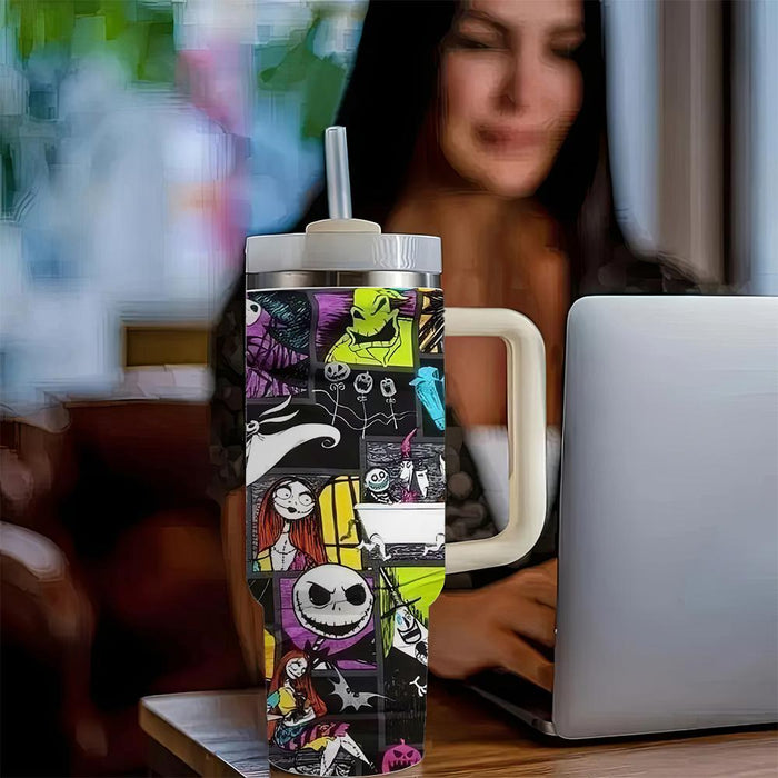 Jack Cartoon Design Tumbler With Lid And Straw