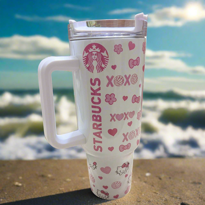 Kitty Conchas 40 oz Kawaii Travel Tumbler With Handle