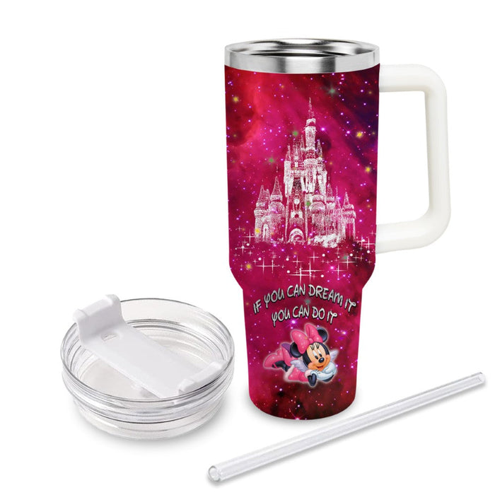 Minnie Mouse Castle Printed Glitter Pattern Tumbler