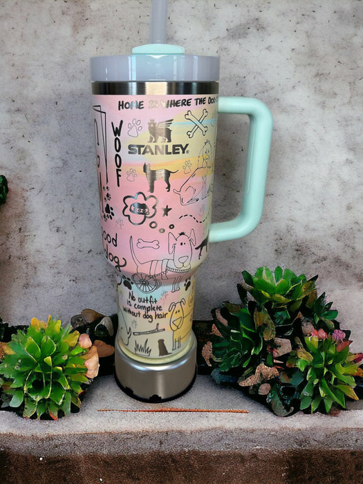 Paw Print Travel Tumbler With Handle