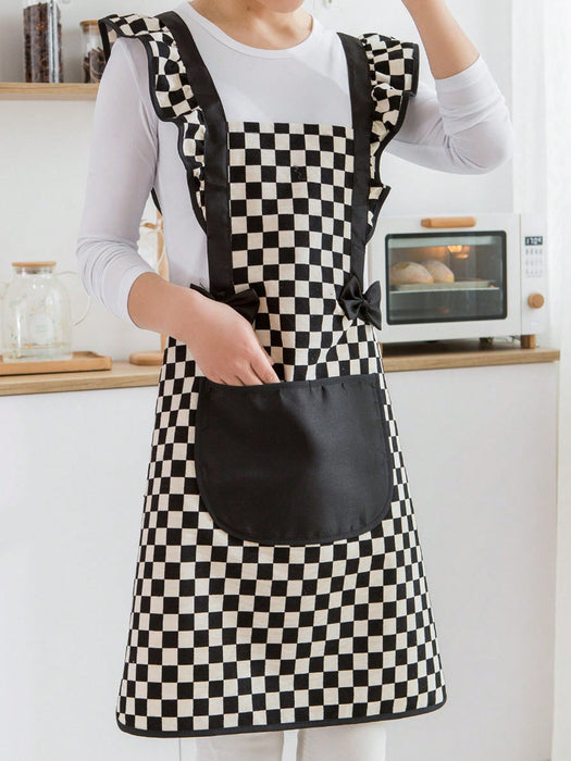 Plaid Pattern Oil And Water Proof Apron