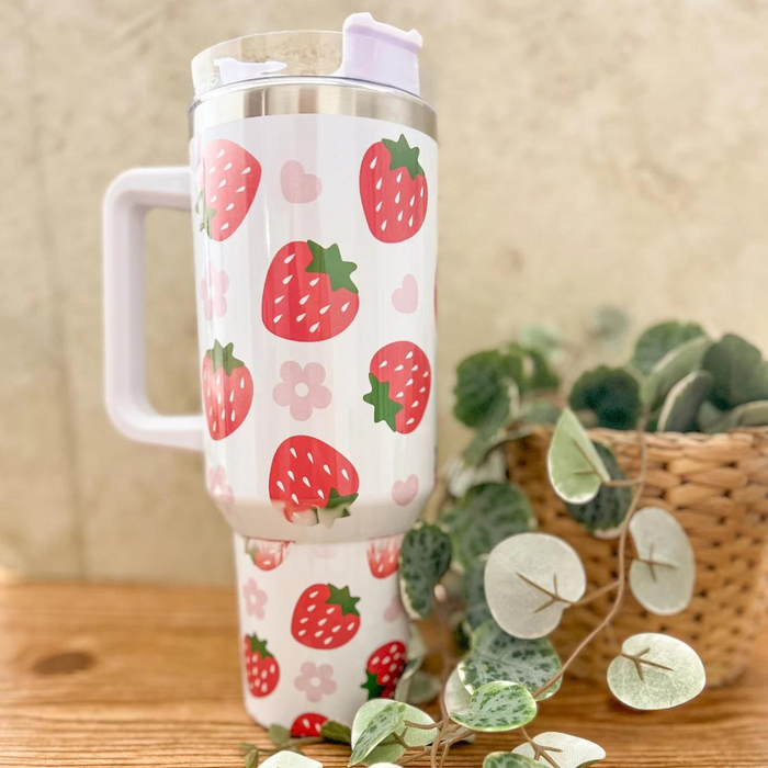 Strawberry 40 oz Kawaii Travel Tumbler Mug