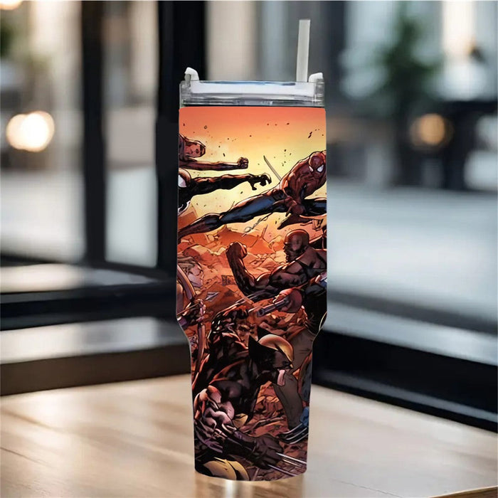 Superhero Fight Printed Insulated Tumbler