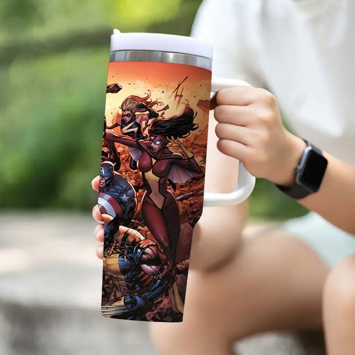 Superhero Fight Printed Insulated Tumbler