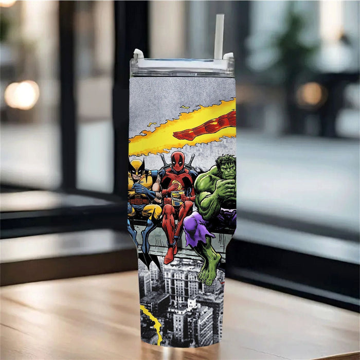 Three Superhero Printed Insulated Tumbler