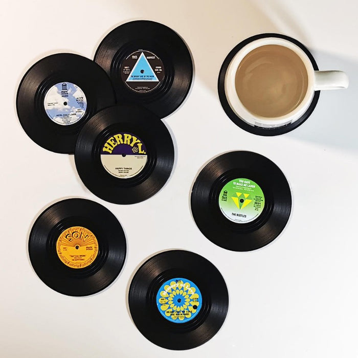 Vintage Record Disk Coaster Mats