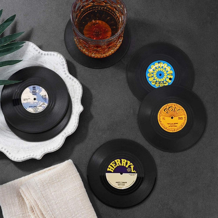 Vintage Record Disk Coaster Mats