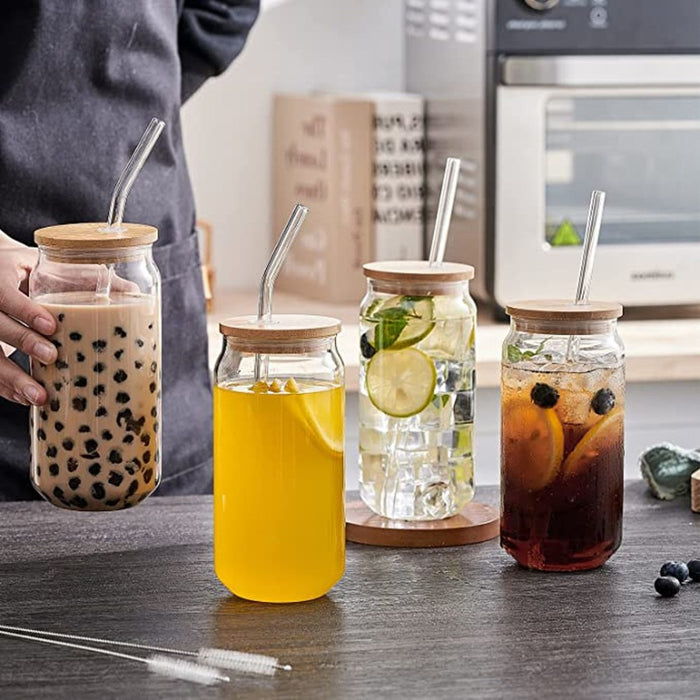 Glass Cup With Lid And Straw Drinkware