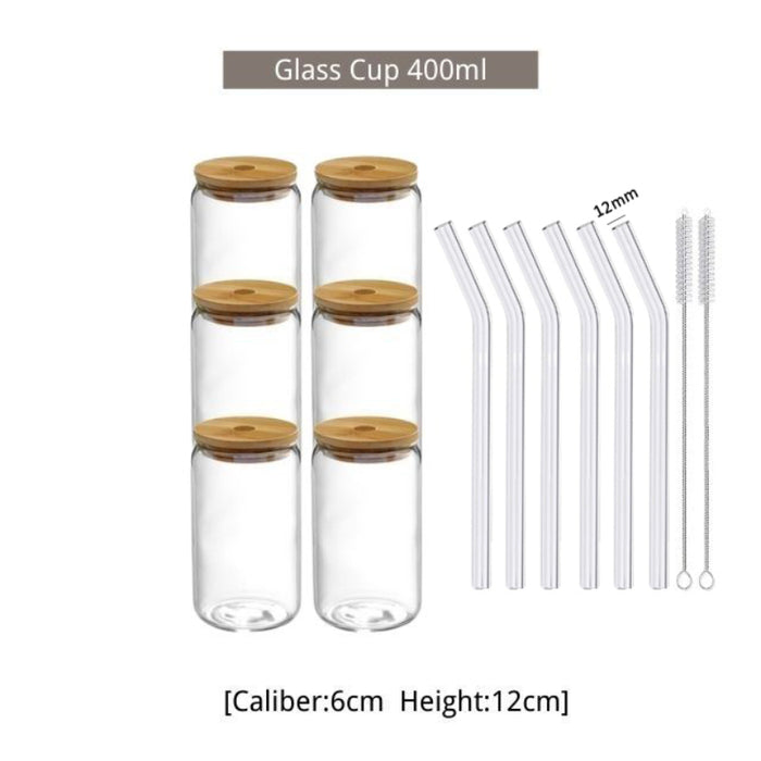 Transparent Bubble Glass Cup With Lid And Straw