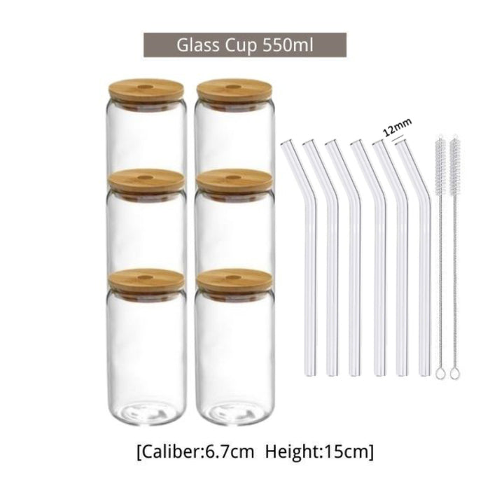 Transparent Bubble Glass Cup With Lid And Straw