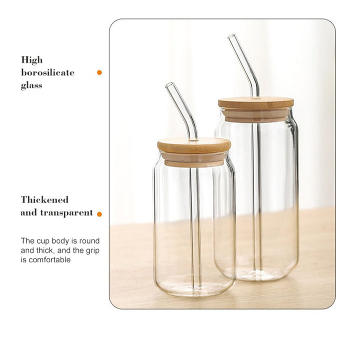 Transparent Bubble Glass Cup With Lid And Straw