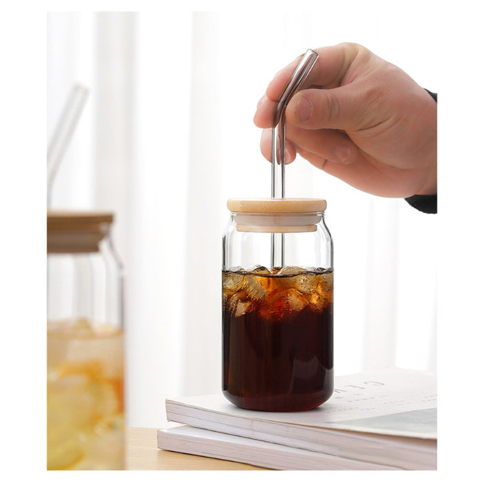 Glass Cup With Lid And Straw Drinkware