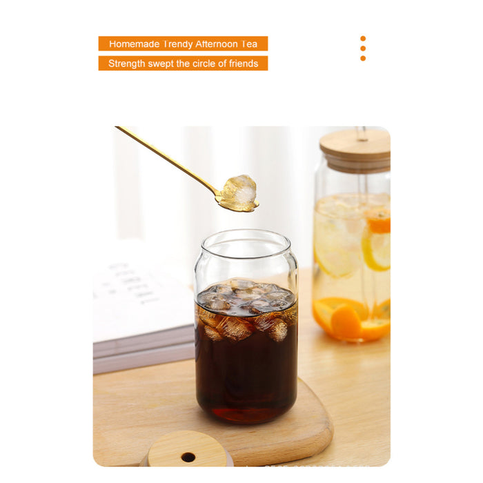 Transparent Bubble Glass Cup With Lid And Straw