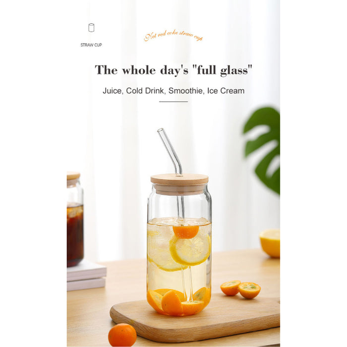 Transparent Bubble Glass Cup With Lid And Straw