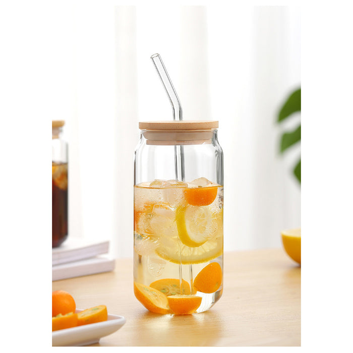 Transparent Bubble Glass Cup With Lid And Straw