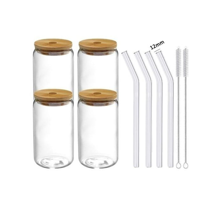 Glass Cup With Lid And Straw Drinkware