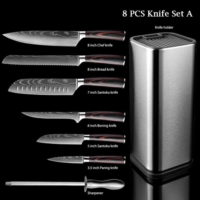 Kitchen Chef Knifes Set With Knife Holder