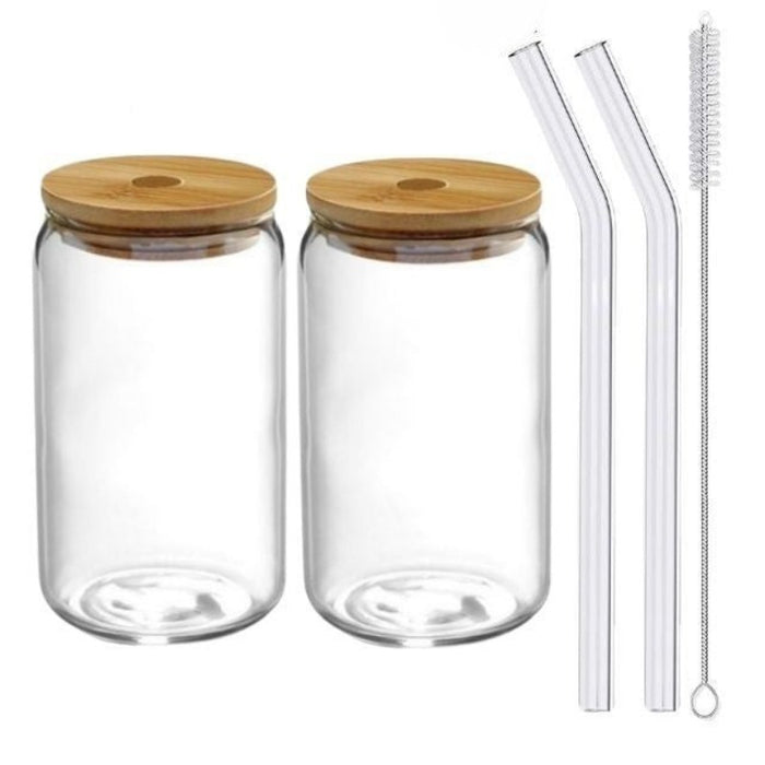 Glass Cup With Lid And Straw Drinkware