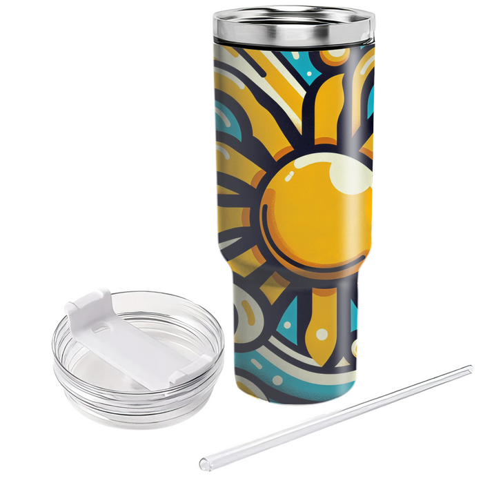 Retro Sun And Waves  Unique Tumblers