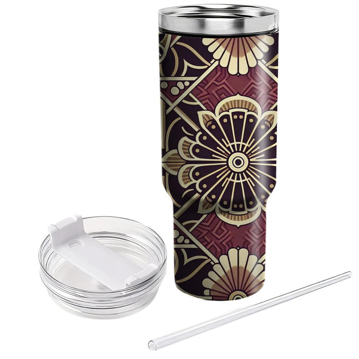 Art Deco Fan Motif  Personalized Tumblers