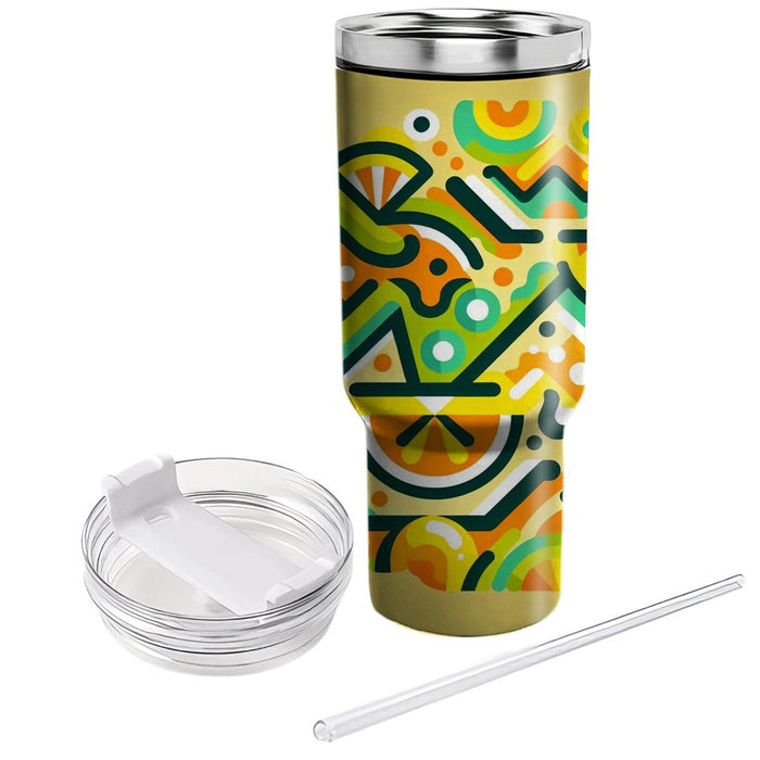 Zigzag Citrus Twist  Tumblers With Lids