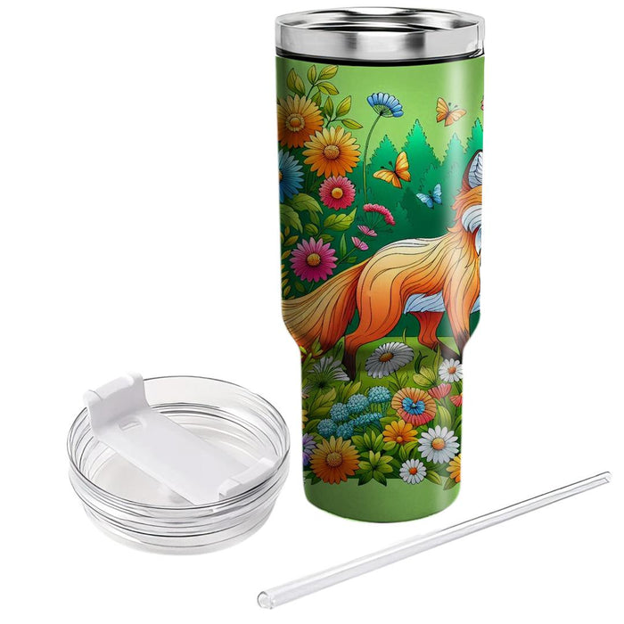 Whimsical Fox Among Flowers  Insulated Tumblers