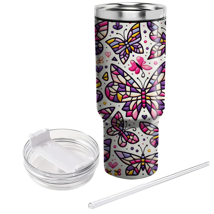 Whimsical Butterfly Mosaic  Tumblers With Lids