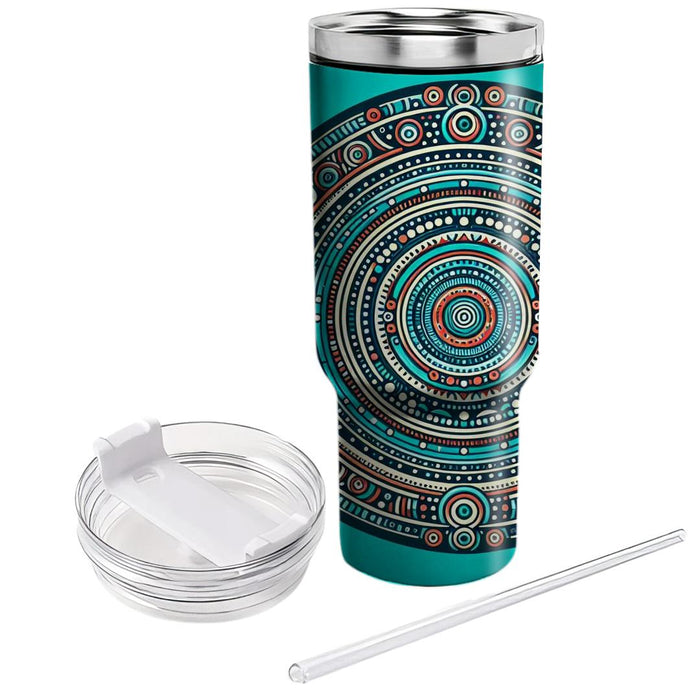 Turquoise Tribal Circle  Personalized Tumblers