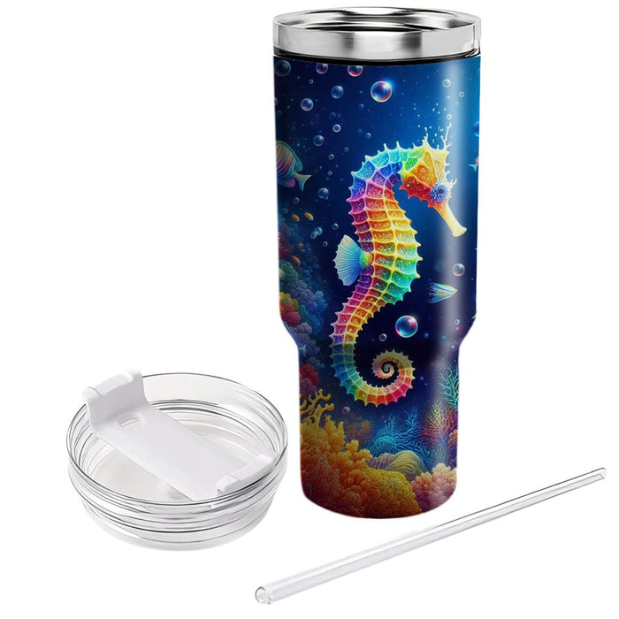 Vibrant Rainbow Seahorse  Decorative Tumblers