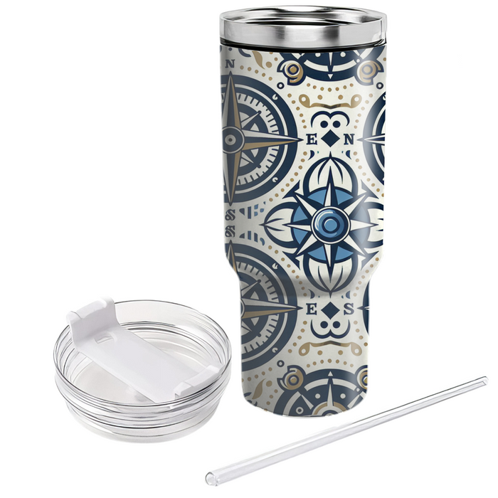 Stylized Nautical Compass Custom Tumblers