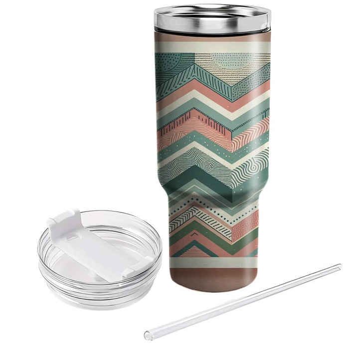 Vintage Boho Chevron  Tumblers With Lids