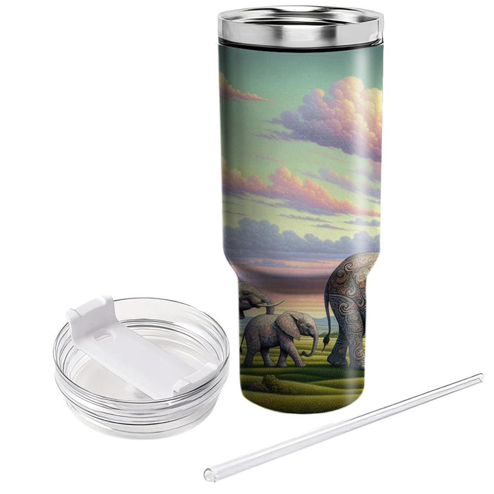 Floral Elephant Parade  Travel Tumblers