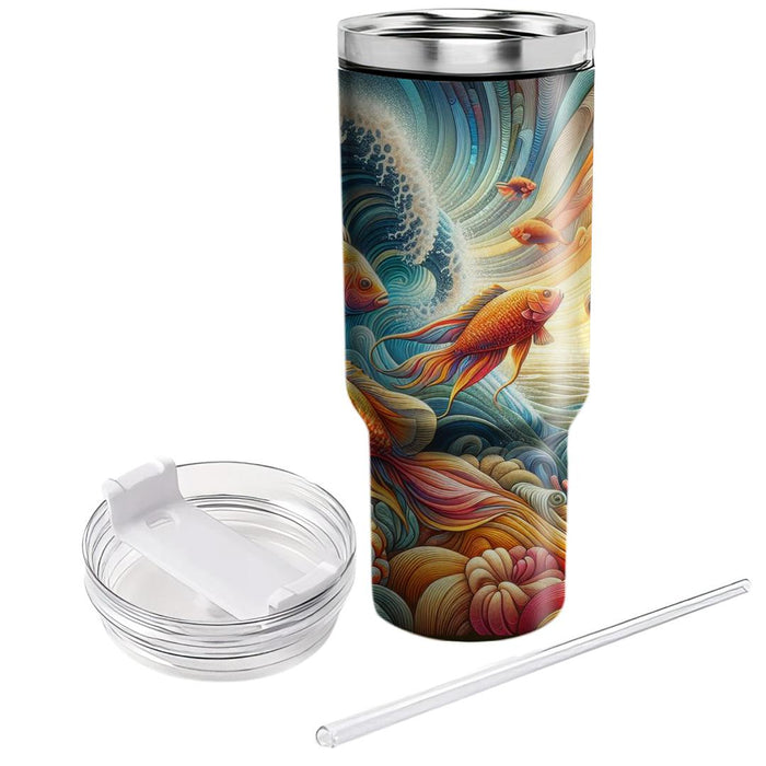 Vibrant Fish Underwater  Tumblers With Lids