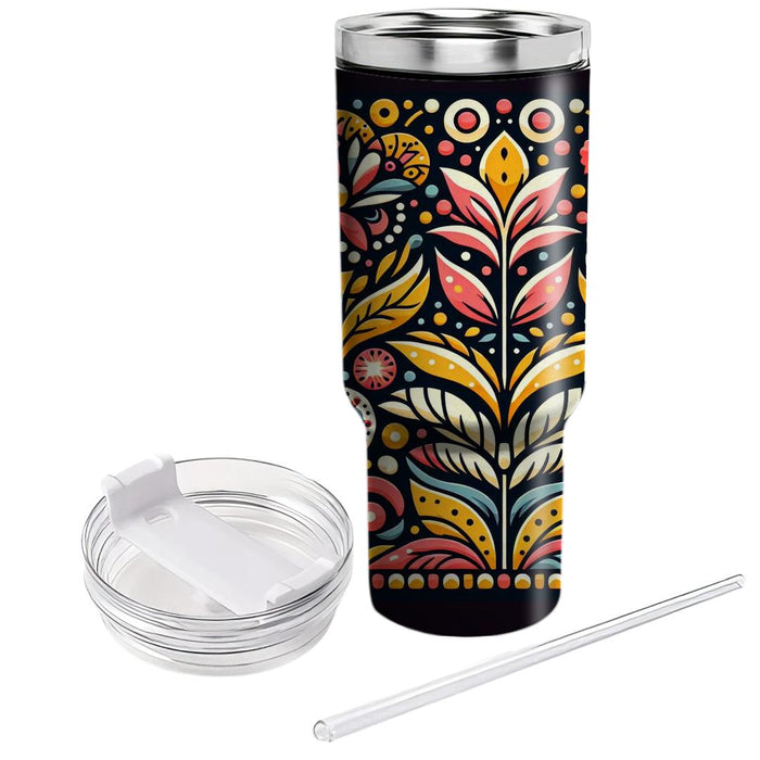 Vibrant Retro Florals  Tumbler Cups