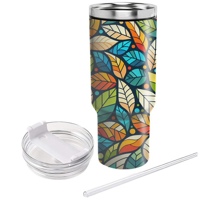 Vibrant Mosaic Leaf  Insulated Tumblers