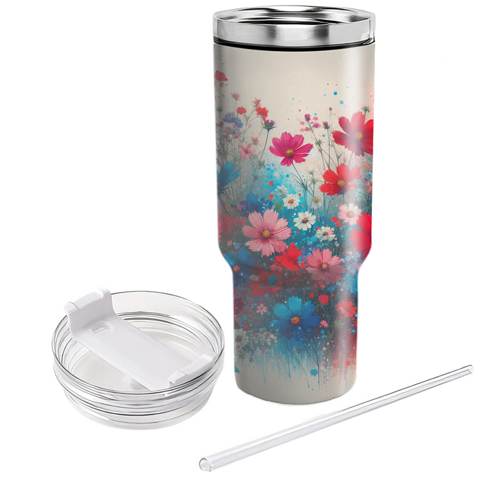 Vibrant Wildflower Symphony  Travel Tumblers